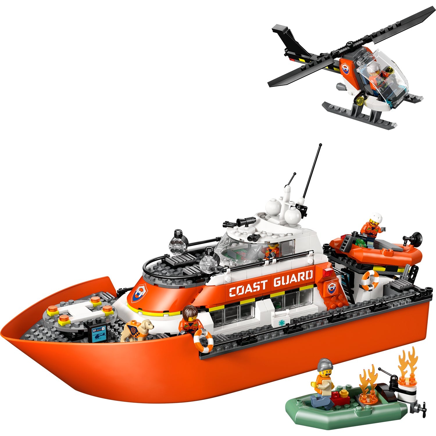 LEGO® City Coast Guard Rescue Boat & Helicopter - Bộ Đồ Chơi Thuyền Cứu Hộ & Trực Thăng 60504 - LEGO - Hình ảnh chi tiết 2