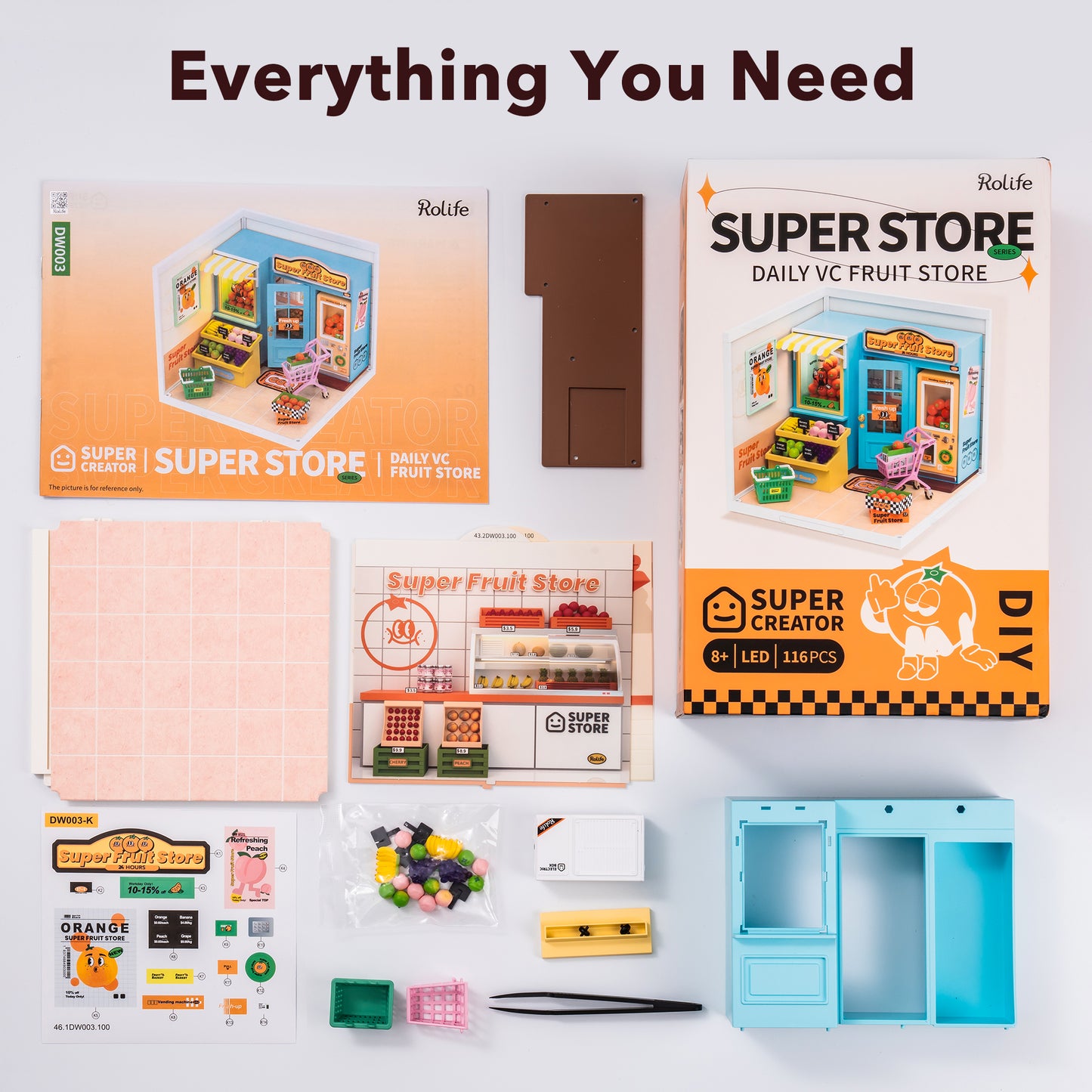 Rolife Super Fruit Store Super Creator Miniature House DW003 - Mô hình nhà búp bê mini nhựa lắp ráp DIY - Rolife