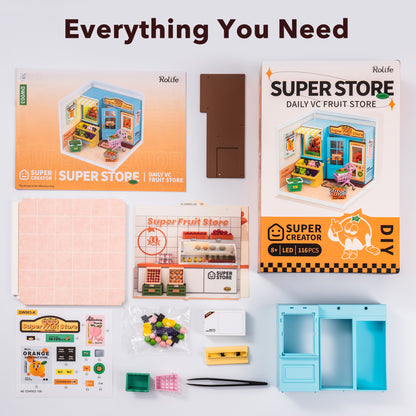 Rolife Super Fruit Store Super Creator Miniature House DW003 - Mô hình nhà búp bê mini nhựa lắp ráp DIY - Rolife