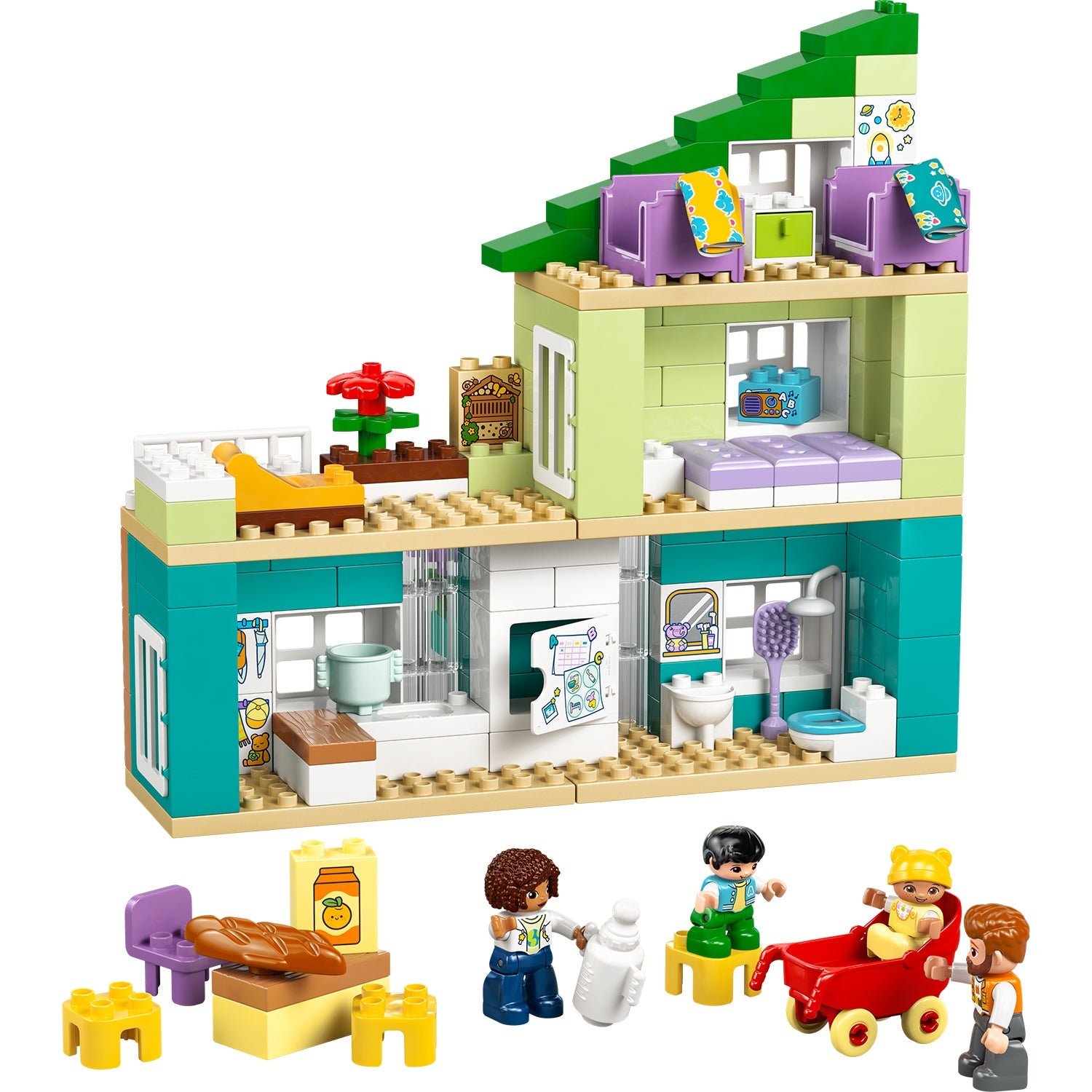 LEGO® DUPLO® Town 3-in-1 Modern Family House with Figures - Đồ chơi lắp ráp nhà búp bê 3 trong 1 LEGO 10470 - Hình ảnh chi tiết 2