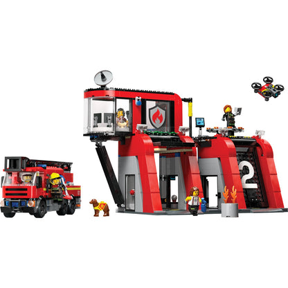 LEGO® City Fire Station with Fire Truck - Bộ lắp ráp Trạm Cứu Hỏa và Xe Cứu Hỏa - LEGO 60414 - Hình ảnh chi tiết 2