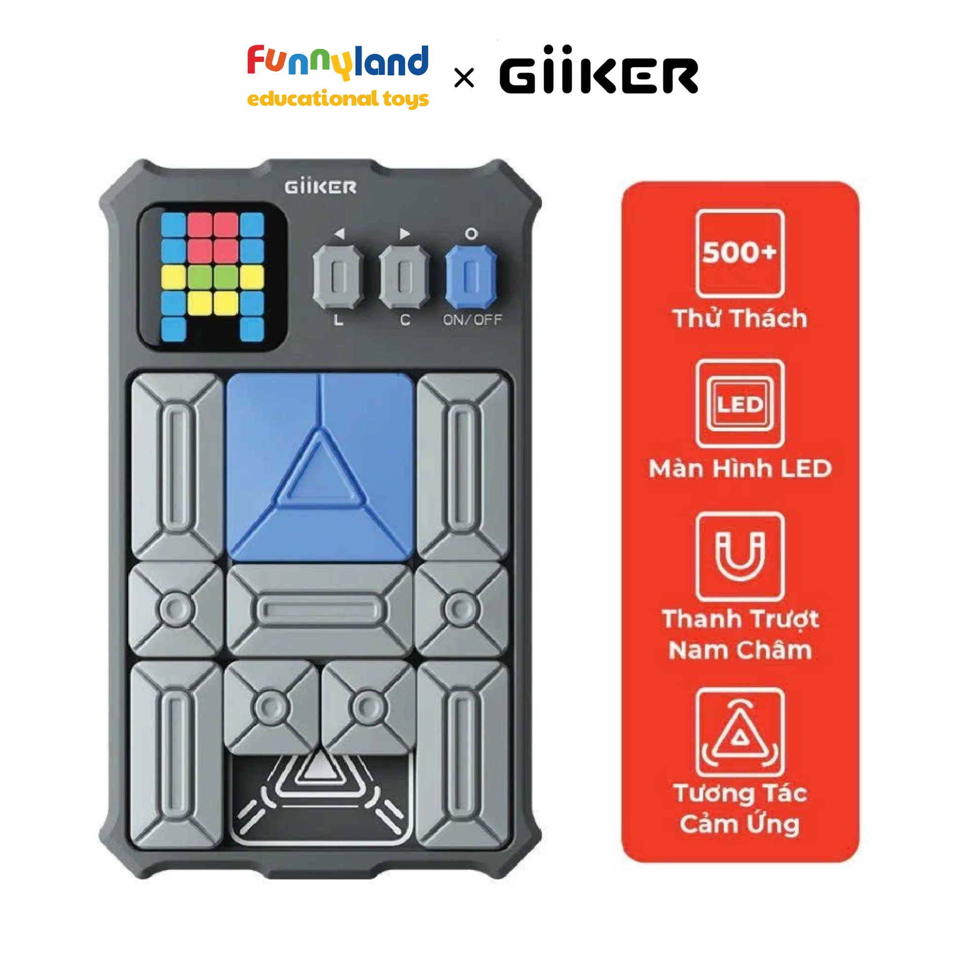 Đồ chơi xếp hình nam châm cảm ứng thông minh Giiker Super Slide Grey