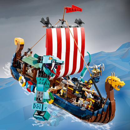 LEGO® Creator 3-in-1 Viking Ship and the Midgard Serpent - Bộ Đồ Chơi Lắp Ráp Tàu Viking (31132) - Góc nhìn khác 3