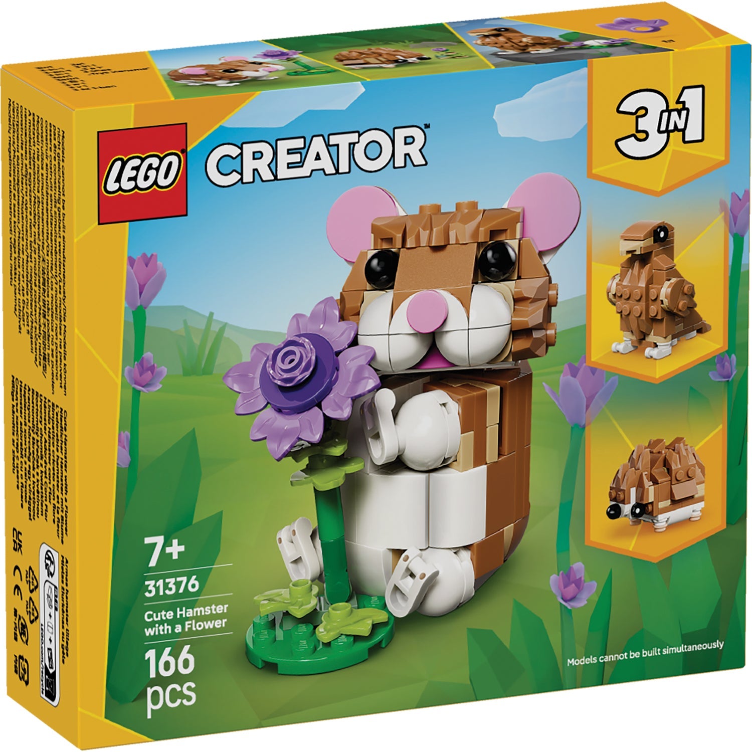 LEGO® Creator 3-in-1 Cute Hamster with a Flower - Đồ Chơi Lắp Ráp 3 Trong 1 Chuột Hamster, Nhím & Đại Bàng - LEGO 31376 - Hình ảnh sản phẩm