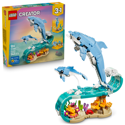 LEGO® Creator 3-in-1 Sea Animals: Beautiful Dolphins - Đồ Chơi Lắp Ráp Sinh Vật Biển 3 Trong 1 - LEGO 31385 - Hình ảnh bổ sung 9