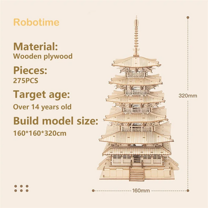 Rolife Modern 3D Wooden Puzzle - Five-storied Pagoda TGN02 - Mô hình lắp ráp gỗ 3D - Rolife