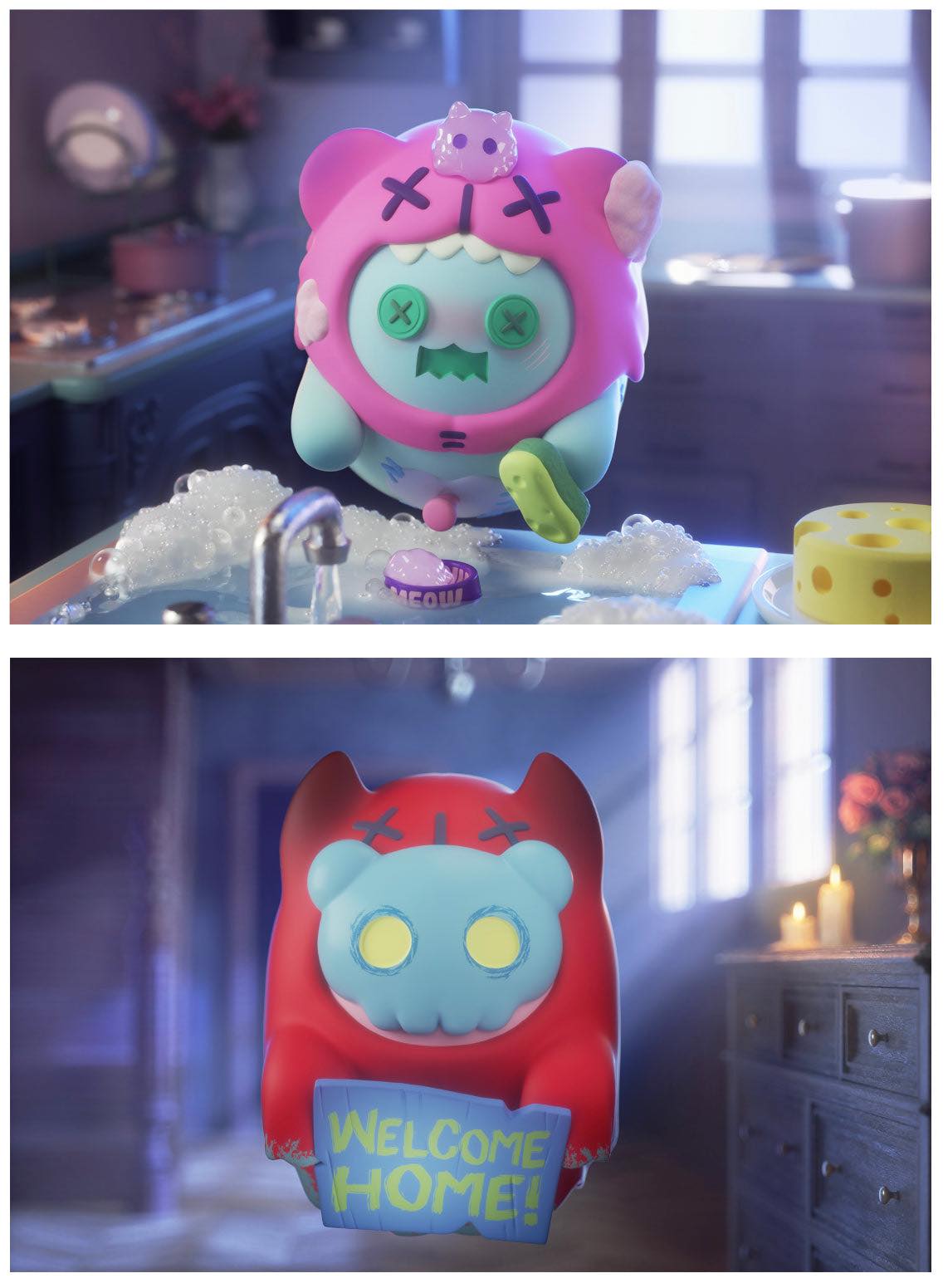 ShinWoo GHOST BEAR HOUSE Blind Box Series - Mô Hình Đồ Chơi Hộp Mù - Finding Unicorn