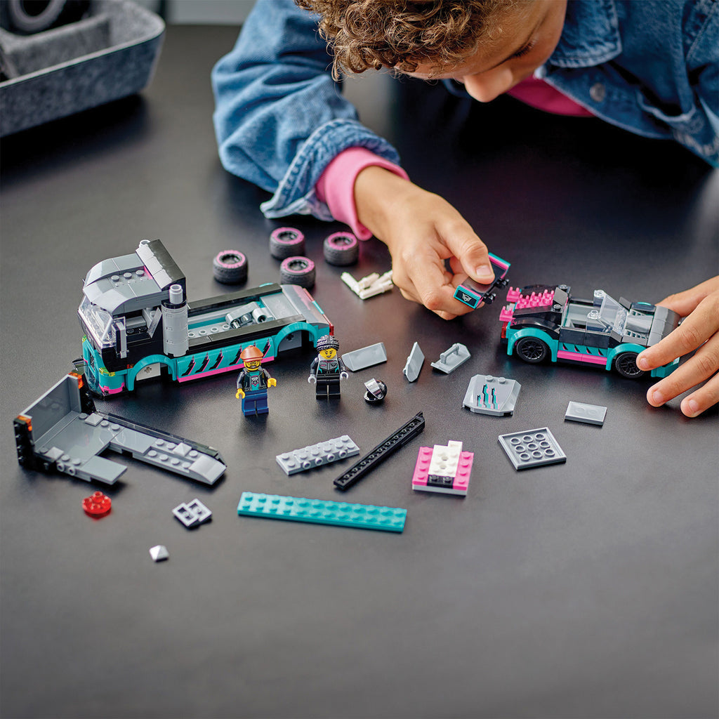 LEGO® City Race Car and Car Carrier Truck - Bộ Đồ Chơi Xe Đua Và Xe Tải Chở Xe - LEGO 60406 - Góc nhìn khác 3