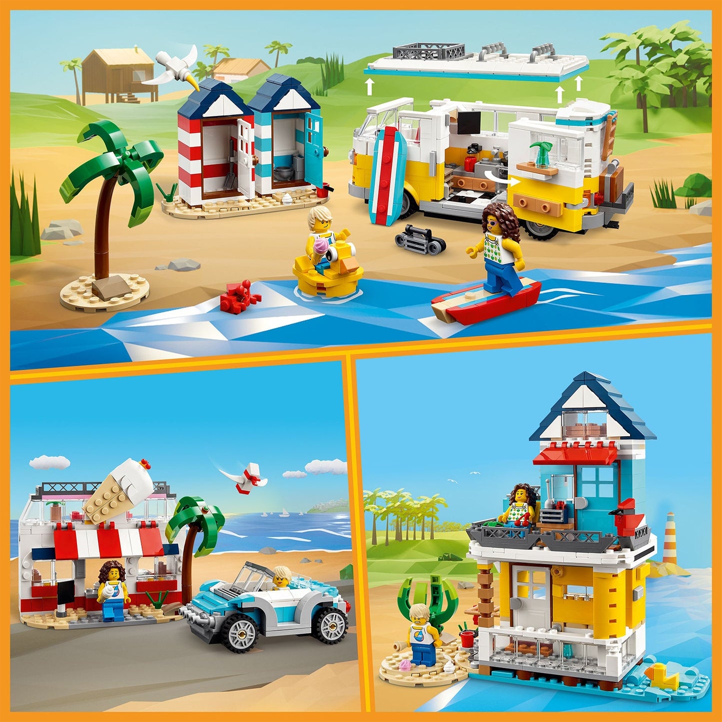 LEGO® Creator 3-in-1 Beach Camper Van - Xe Cắm Trại Bãi Biển Lắp Ráp 3 Trong 1 - LEGO 31138 - Góc nhìn khác 3