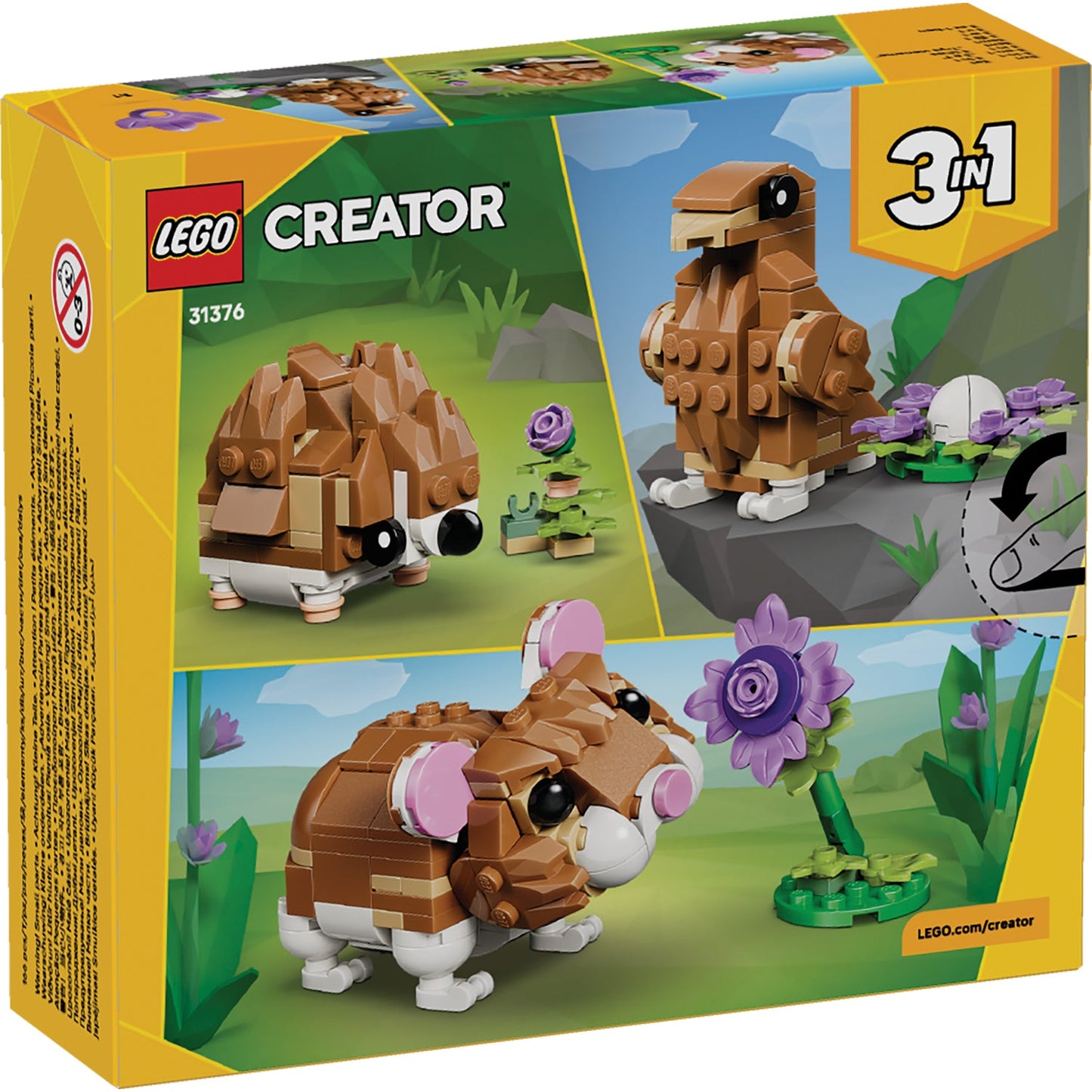 LEGO® Creator 3-in-1 Cute Hamster with a Flower - Đồ Chơi Lắp Ráp 3 Trong 1 Chuột Hamster, Nhím & Đại Bàng - LEGO 31376 LEGO 