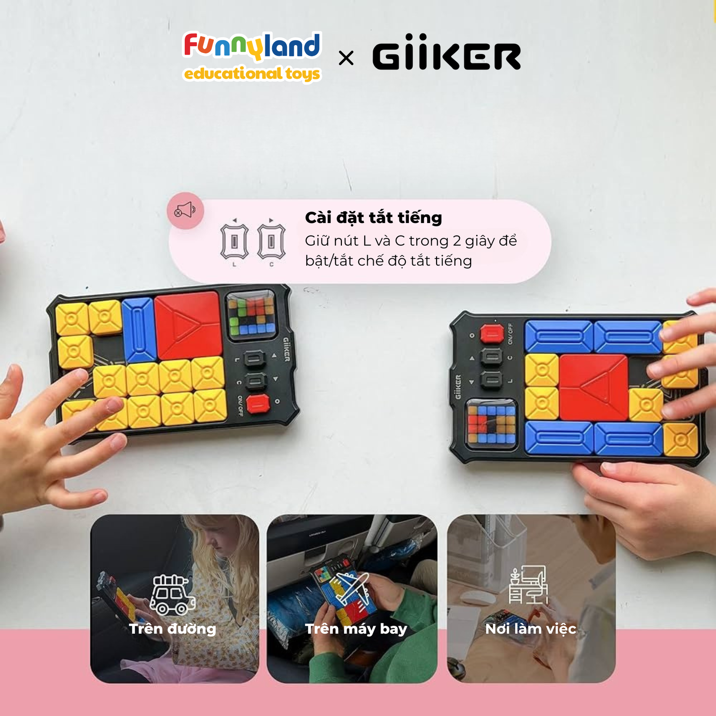 Đồ chơi xếp hình nam châm cảm ứng thông minh Giiker Super Slide Pink