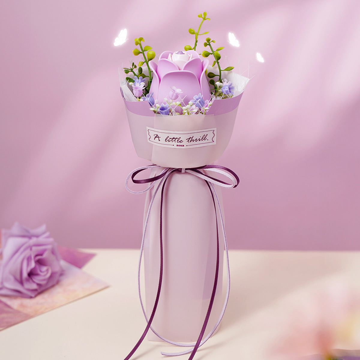 ROKR DIY Bouquet 3D Puzzle - Purple Rose AF021 - Mô hình gỗ 3D Bó hoa hồng tím - ROKR