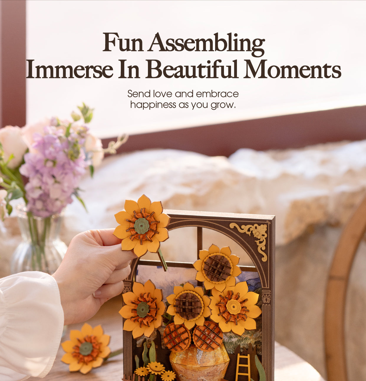 Rowood 3D Wooden Puzzle - Golden Sunflower TH002 - Mô hình lắp ráp gỗ 3D - Rolife