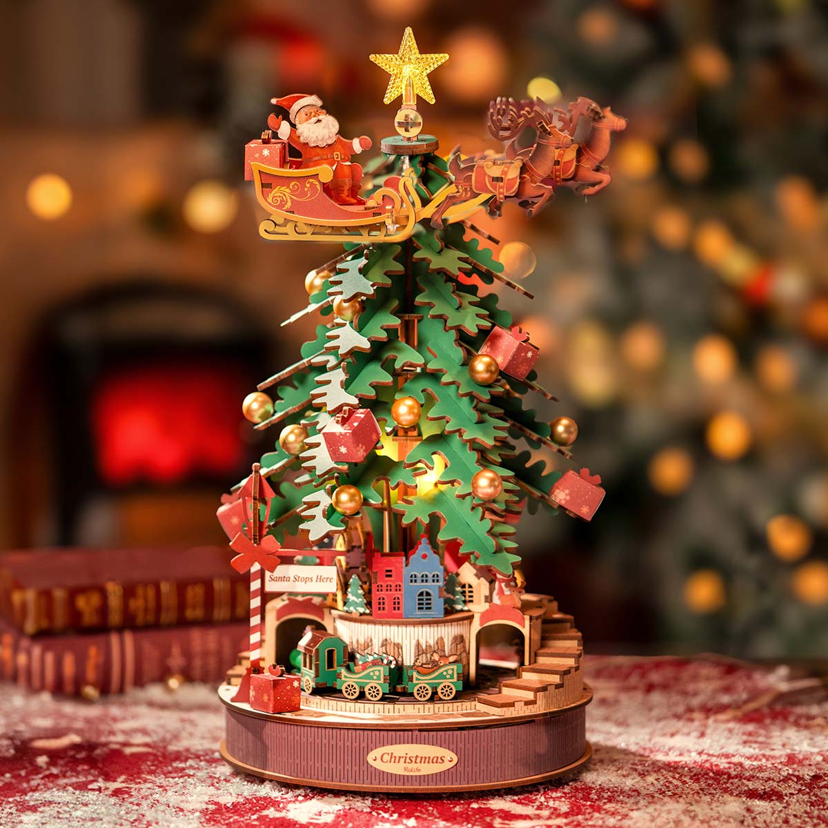 Christmas Melody Tree AMS01 - Mô hình gỗ 3D Cây thông Noel tích hợp hộp nhạc - Rolife