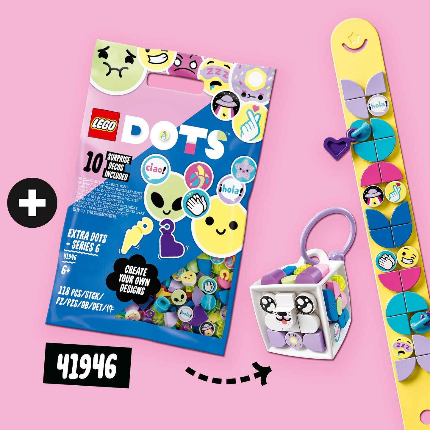 LEGO® DOTS™ Candy Kitty Bracelet & Bag Tag - Bộ Lắp Ráp Vòng Đeo Tay Và Thẻ Treo Túi - LEGO 41944