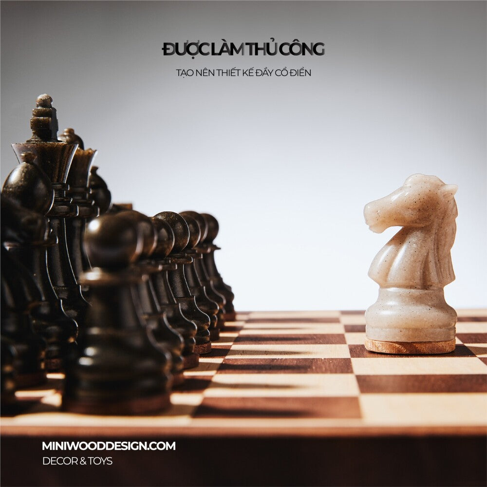 Cờ Vua Gỗ & Resin - Bàn cờ vua mini thủ công cao cấp - Miniwood Design