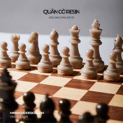 Cờ Vua Gỗ & Resin - Bàn cờ vua mini thủ công cao cấp - Miniwood Design