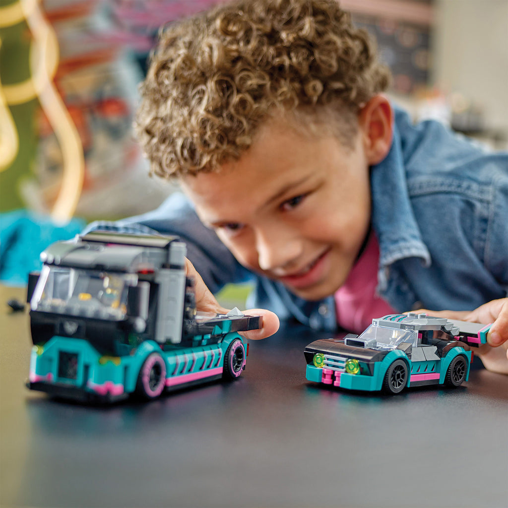 LEGO® City Race Car and Car Carrier Truck - Bộ Đồ Chơi Xe Đua Và Xe Tải Chở Xe - LEGO 60406 - Hình ảnh bổ sung 4