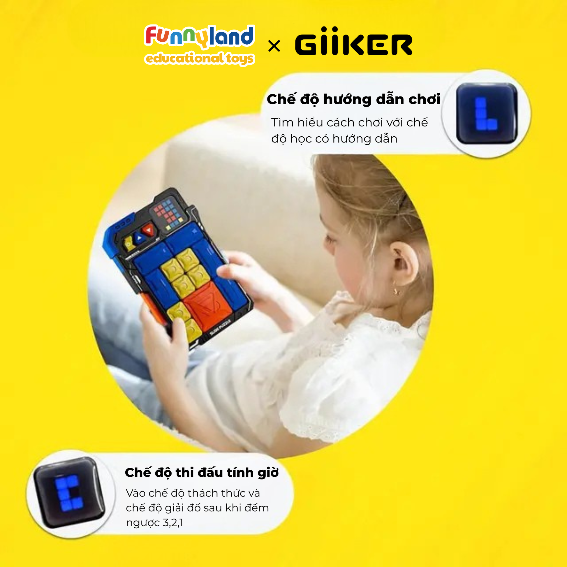 Đồ chơi xếp hình nam châm cảm ứng thông minh Giiker Super Slide Black