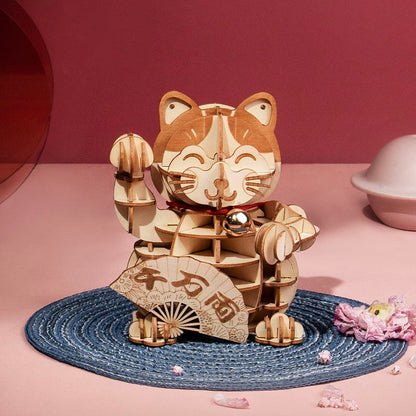 Rolife Modern 3D Wooden Puzzle - Plutus Cat TG303 - Mô Hình Gỗ 3D Mèo Chiêu Tài - Rolife