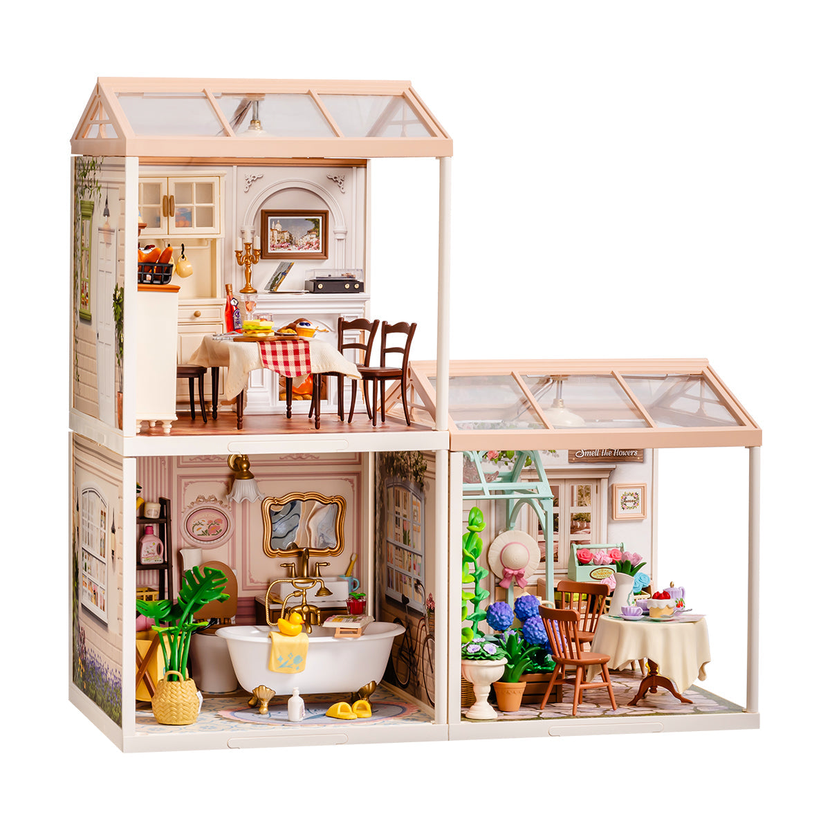 Rolife Super Creator Plastic Diy Mini House 3 in 1 L Shape - Mô hình nhà búp bê nhựa lắp ráp 3 trong 1 - Rolife