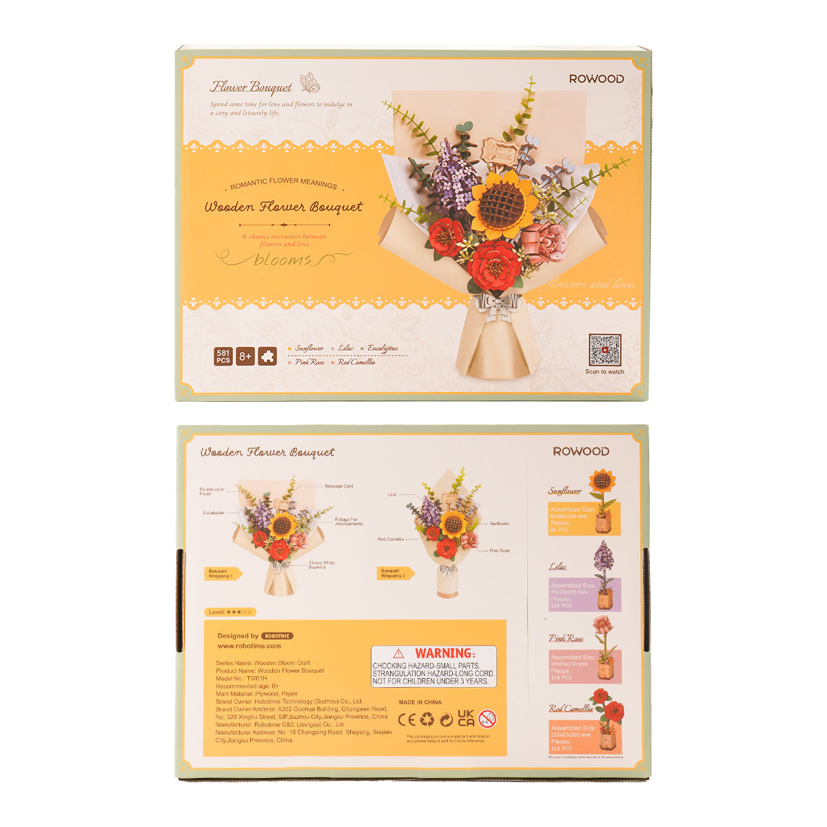 Rowood Wooden Flower Bouquet Set - Bộ lắp ráp bó hoa gỗ 3D - Rolife TW01H