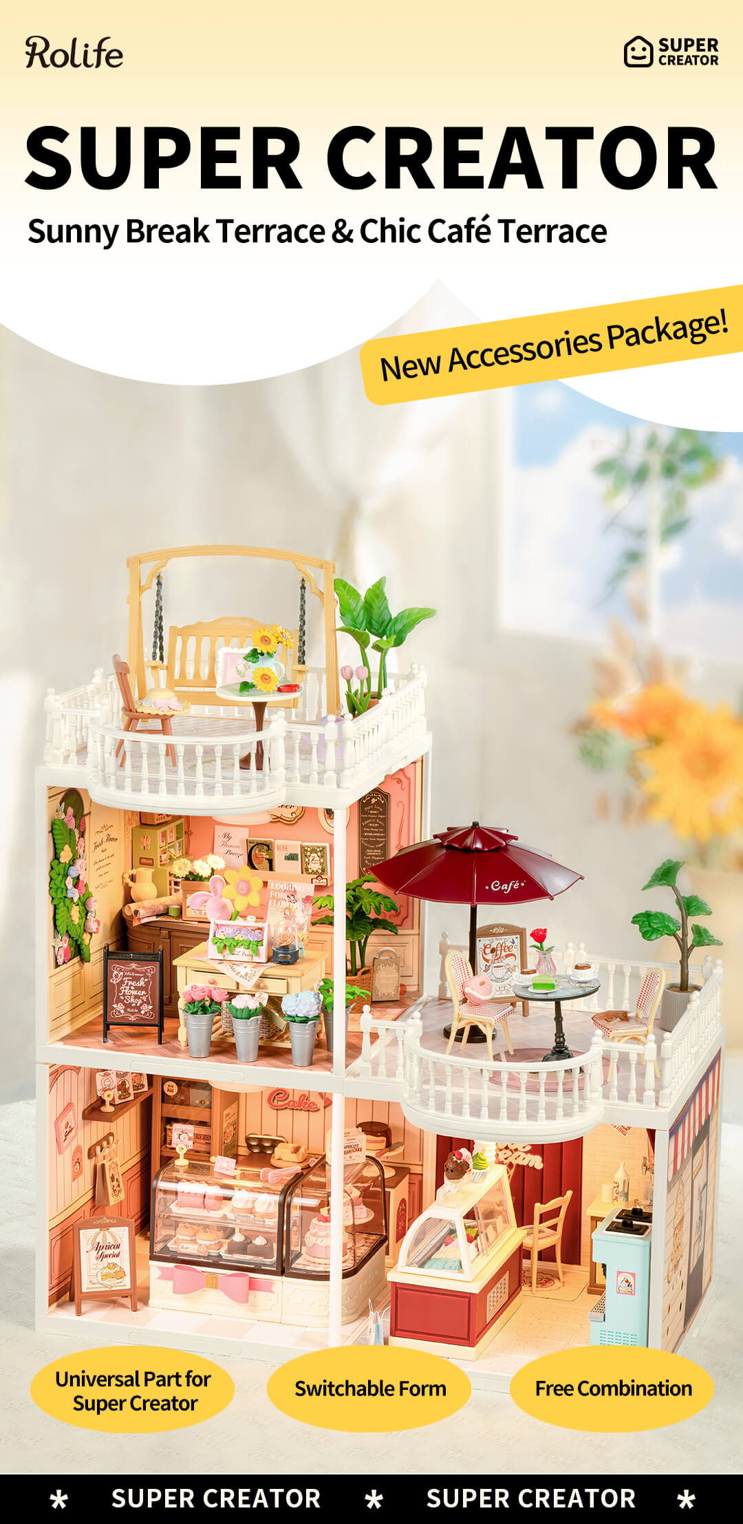 Rolife Super Creator Extension Pack - Terrace - Bộ mở rộng ban công mô hình DIY - Rolife