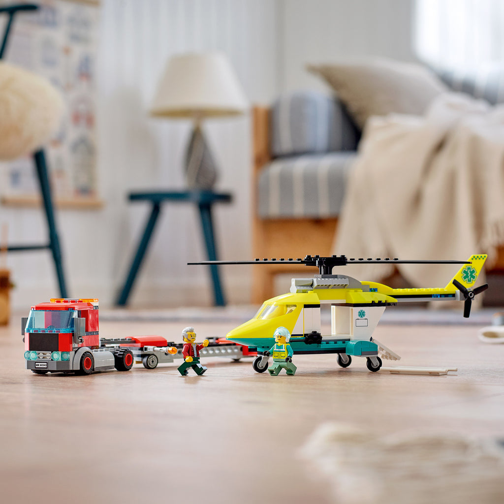 LEGO® City Rescue Helicopter Transport - Xe Tải Vận Chuyển Trực Thăng Cứu Hộ - LEGO 60343 - Hình ảnh bổ sung 5