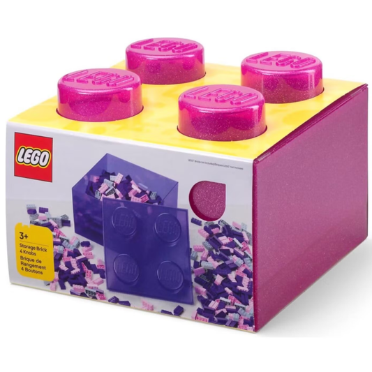 Lego Storage Brick 4 Top Lid - Glitter Medium Violet - Hộp Lưu Trữ 4 Nút Màu Tím Kim Tuyến LEGO - Hình ảnh sản phẩm