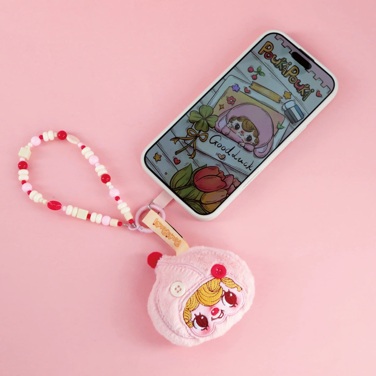 POUKA CHILDHOOD BUTTON PHONE CHARM - Móc treo điện thoại Art Toy Blind Box - 52TOYS