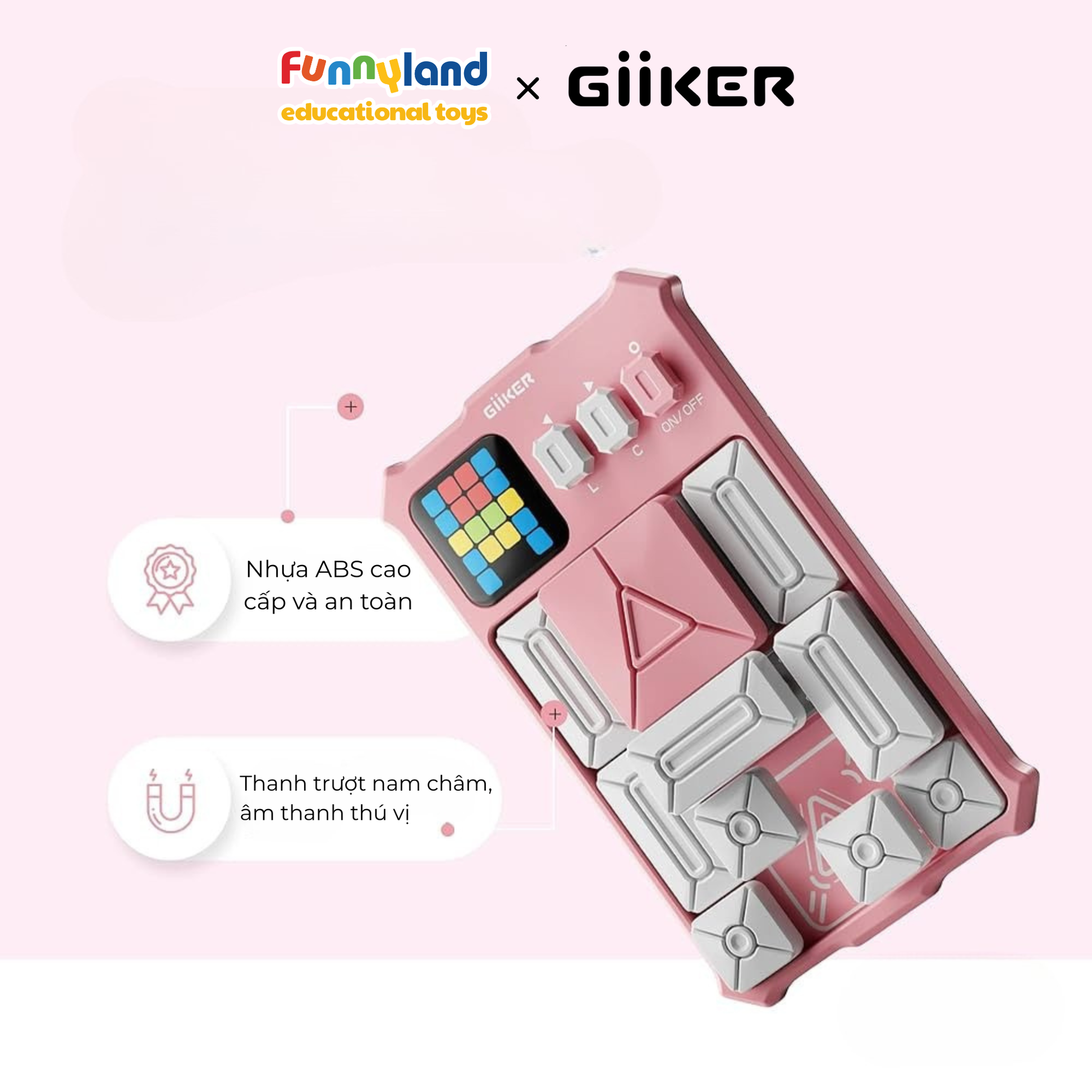 Đồ chơi xếp hình nam châm cảm ứng thông minh Giiker Super Slide Pink