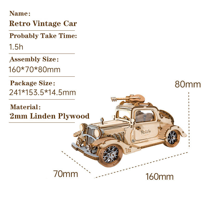 Rolife Modern 3D Wooden Puzzle - Vintage Car TG504 - Mô hình lắp ráp gỗ 3D xe hơi cổ điển - Rolife