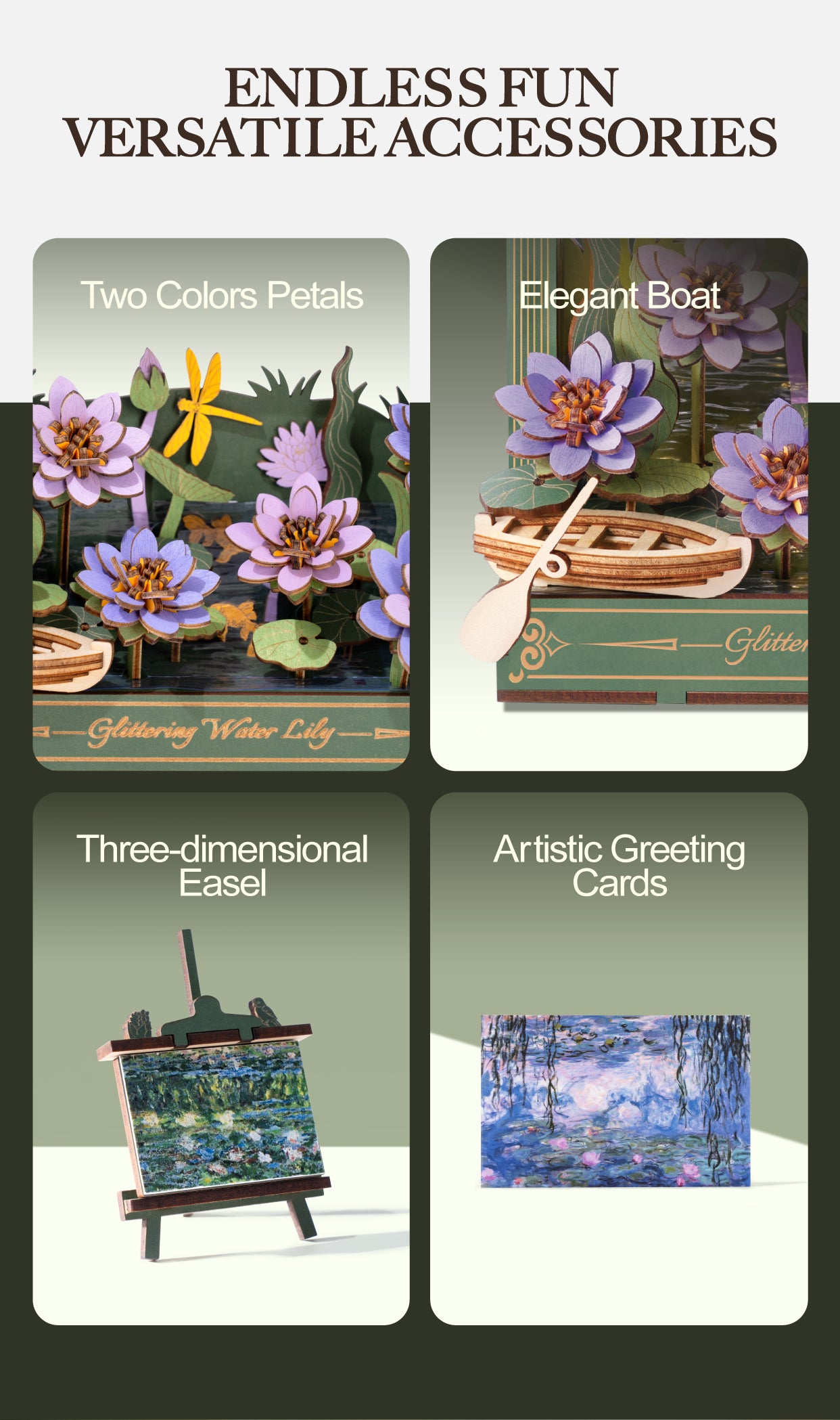 Rowood 3D Wooden Puzzle - Glittering Water Lily - Mô hình lắp ráp gỗ 3D - Rolife TH001