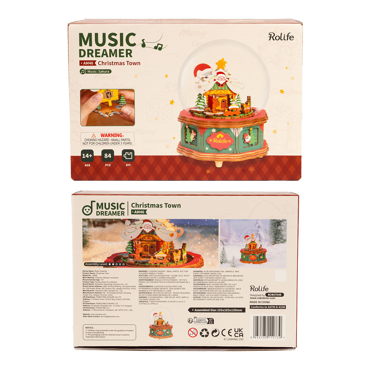Rolife DIY Music Box - Christmas Town AM46 - Mô hình hộp nhạc gỗ lắp ráp - Rolife AM46