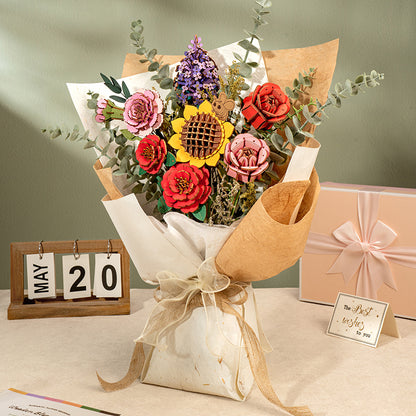 Rowood DIY Wooden Flower Red Rose TW042 - Mô hình lắp ráp hoa hồng gỗ 3D - Rolife