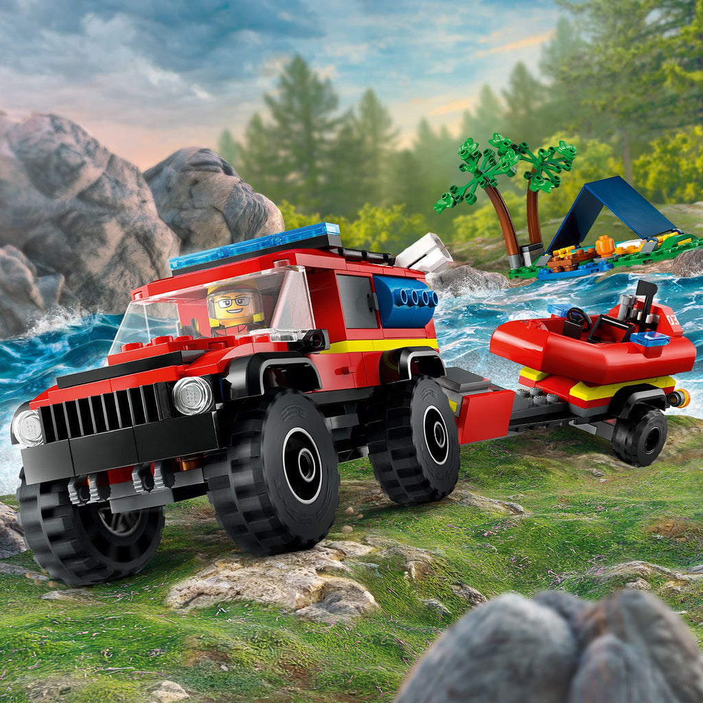 LEGO® City 4x4 Fire Truck with Rescue Boat - Đồ chơi lắp ráp Xe Cứu Hỏa & Thuyền Cứu Hộ - LEGO 60412 - Hình ảnh bổ sung 7