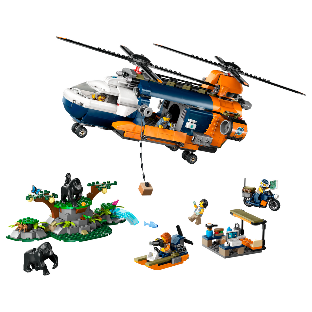LEGO® City Jungle Explorer Helicopter at Base Camp - Bộ Đồ Chơi Trực Thăng Thám Hiểm Rừng Sâu LEGO 60437 - Hình ảnh chi tiết 2
