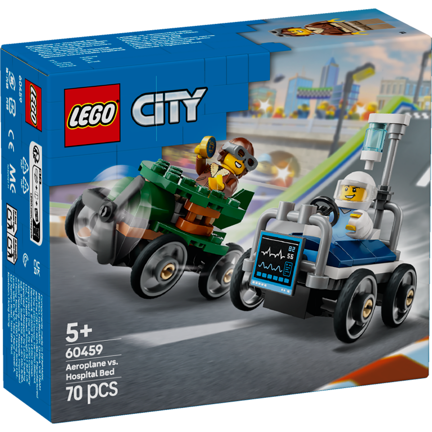 LEGO® City Airplane vs. Hospital Bed Race Car Pack - Bộ Lắp Ráp Xe Đua Độc Đáo - LEGO 60459 - Hình ảnh sản phẩm