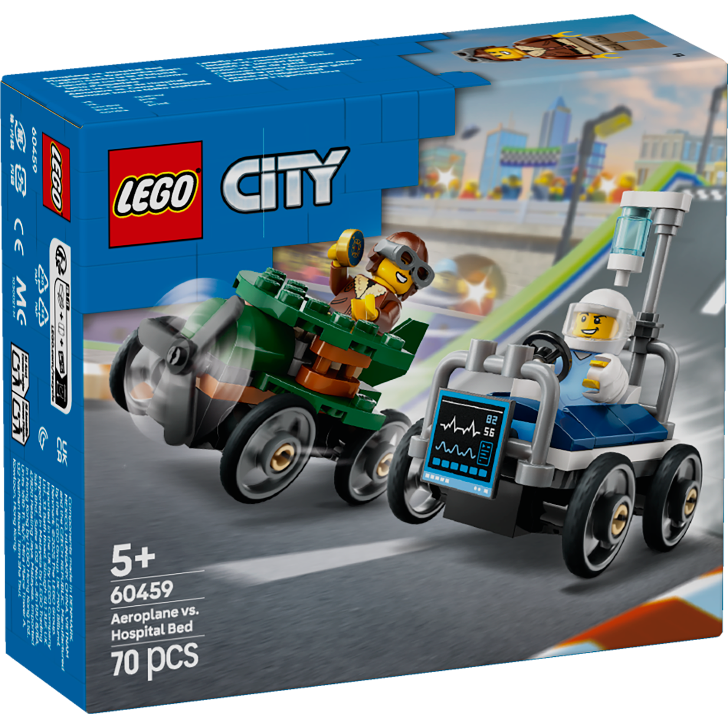 LEGO® City Airplane vs. Hospital Bed Race Car Pack - Bộ Lắp Ráp Xe Đua Độc Đáo - LEGO 60459 - Hình ảnh sản phẩm