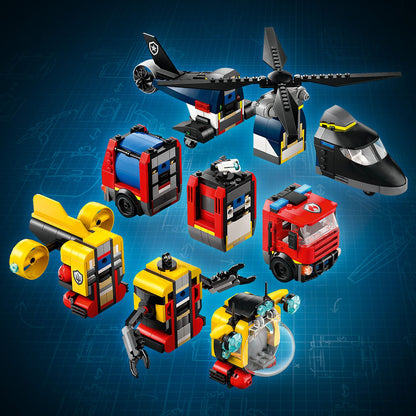 LEGO® City Helicopter, Fire Truck & Submarine Remix - Bộ Đồ Chơi Lắp Ráp Cứu Hộ 3 Trong 1 LEGO 60462 - Hình ảnh bổ sung 6