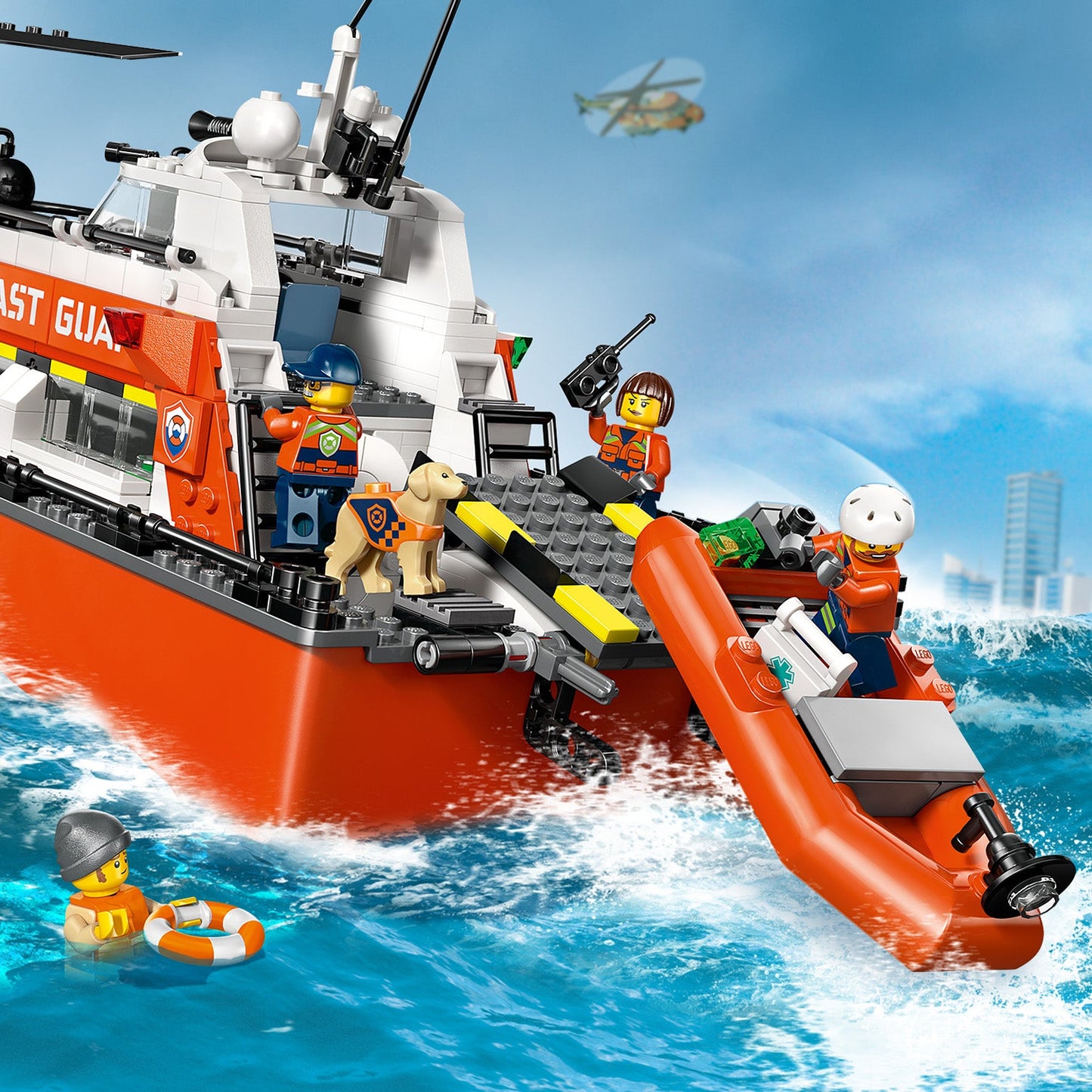 LEGO® City Coast Guard Rescue Boat & Helicopter - Bộ Đồ Chơi Thuyền Cứu Hộ & Trực Thăng 60504 - LEGO
