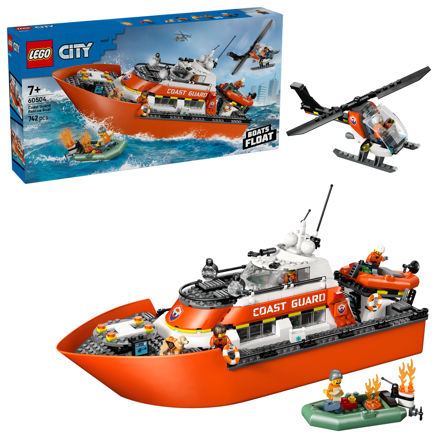 LEGO® City Coast Guard Rescue Boat & Helicopter - Bộ Đồ Chơi Thuyền Cứu Hộ & Trực Thăng 60504 - LEGO LEGO - ảnh 7 - Lego City