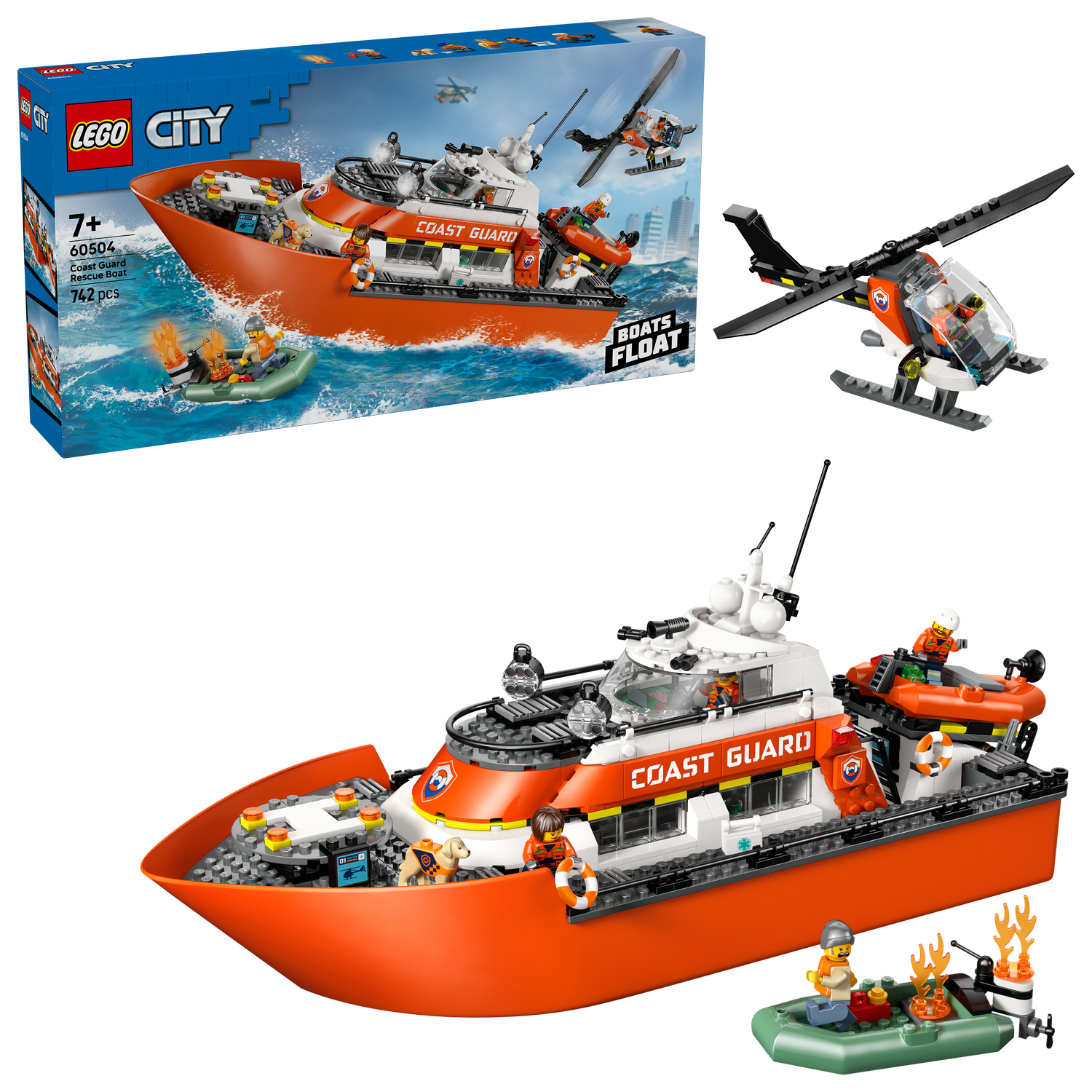 LEGO® City Coast Guard Rescue Boat & Helicopter - Bộ Đồ Chơi Thuyền Cứu Hộ & Trực Thăng 60504 - LEGO LEGO - ảnh 7 - Lego City