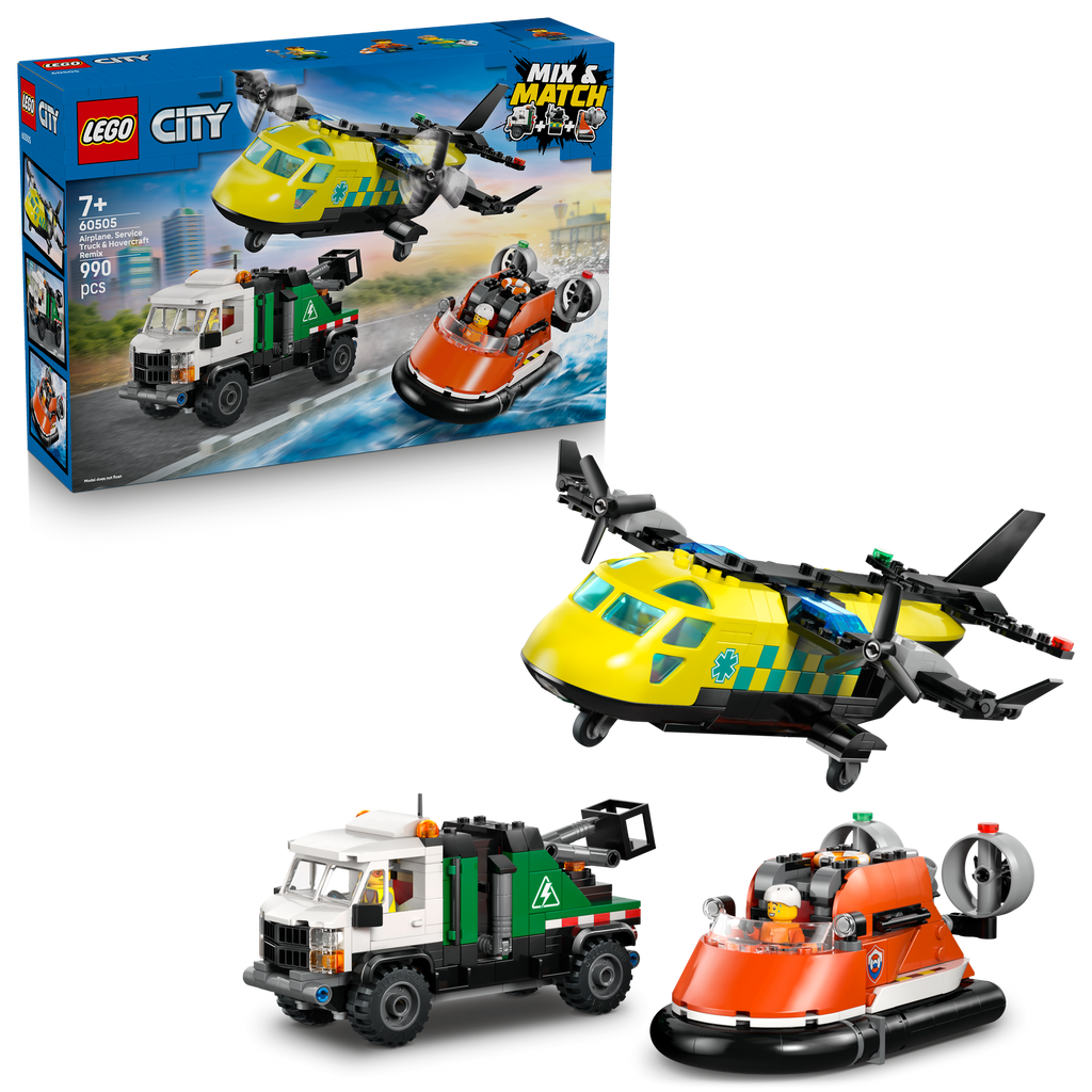 LEGO® City Airplane, Service Truck & Hovercraft Remix - Bộ Đồ Chơi Lắp Ráp Xe Cứu Hộ 3 Trong 1 - LEGO 60505 - Hình ảnh bổ sung 9