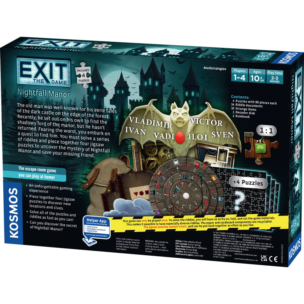 EXIT: Nightfall Manor (Includes 4 Puzzles) - Board Game Giải Đố Thoát Hiểm - Thames & Kosmos - Hình ảnh bổ sung 4