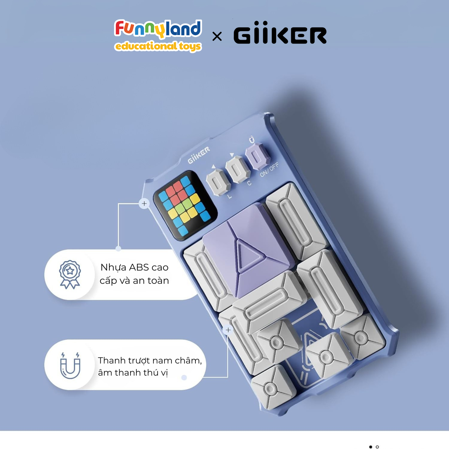 Đồ chơi xếp hình nam châm cảm ứng thông minh Giiker Super Slide Lavender