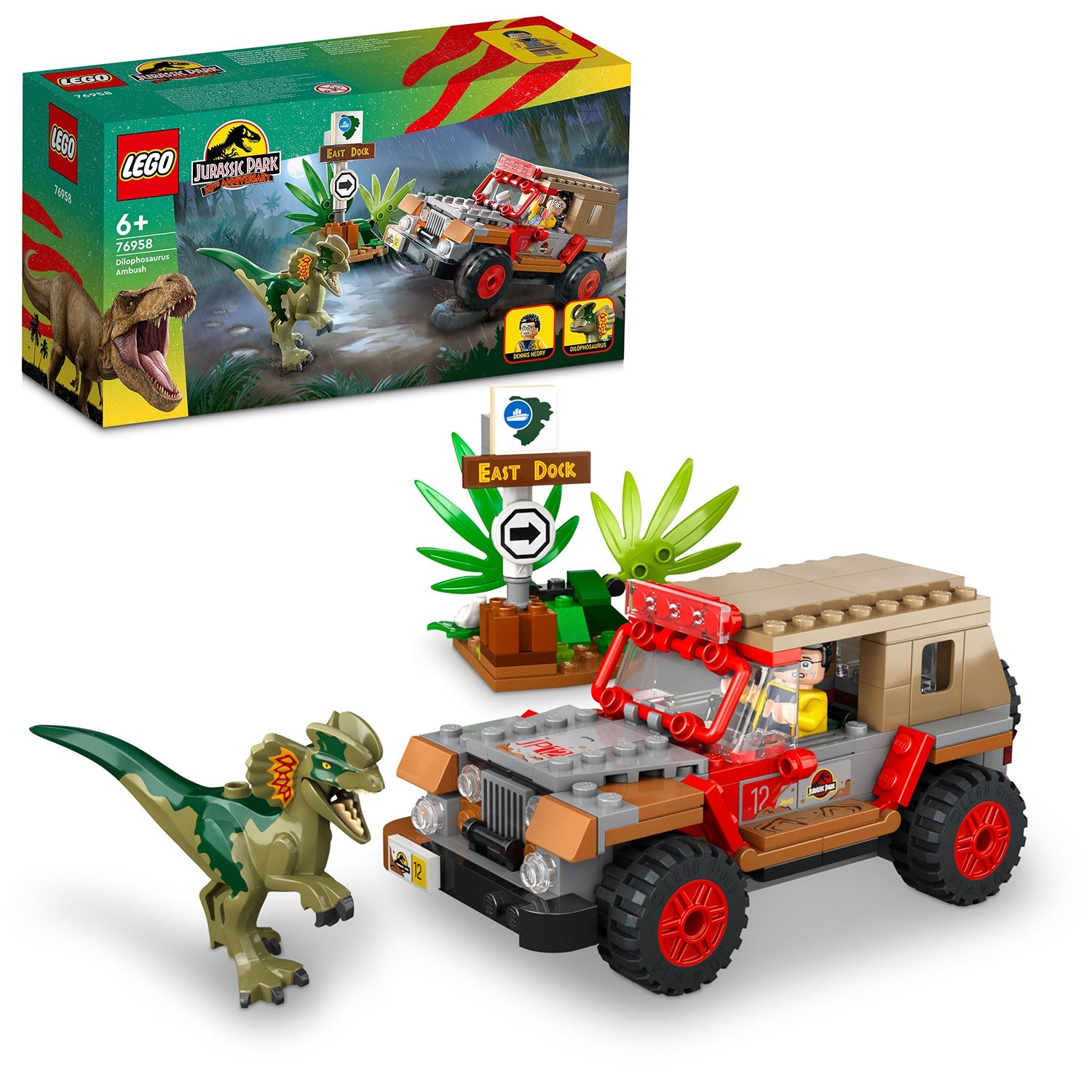 LEGO® Jurassic Park Dilophosaurus Ambush - Đồ Chơi Lắp Ráp Xe Jeep Và Khủng Long - LEGO 76958 LEGO - ảnh 1 - Building Set