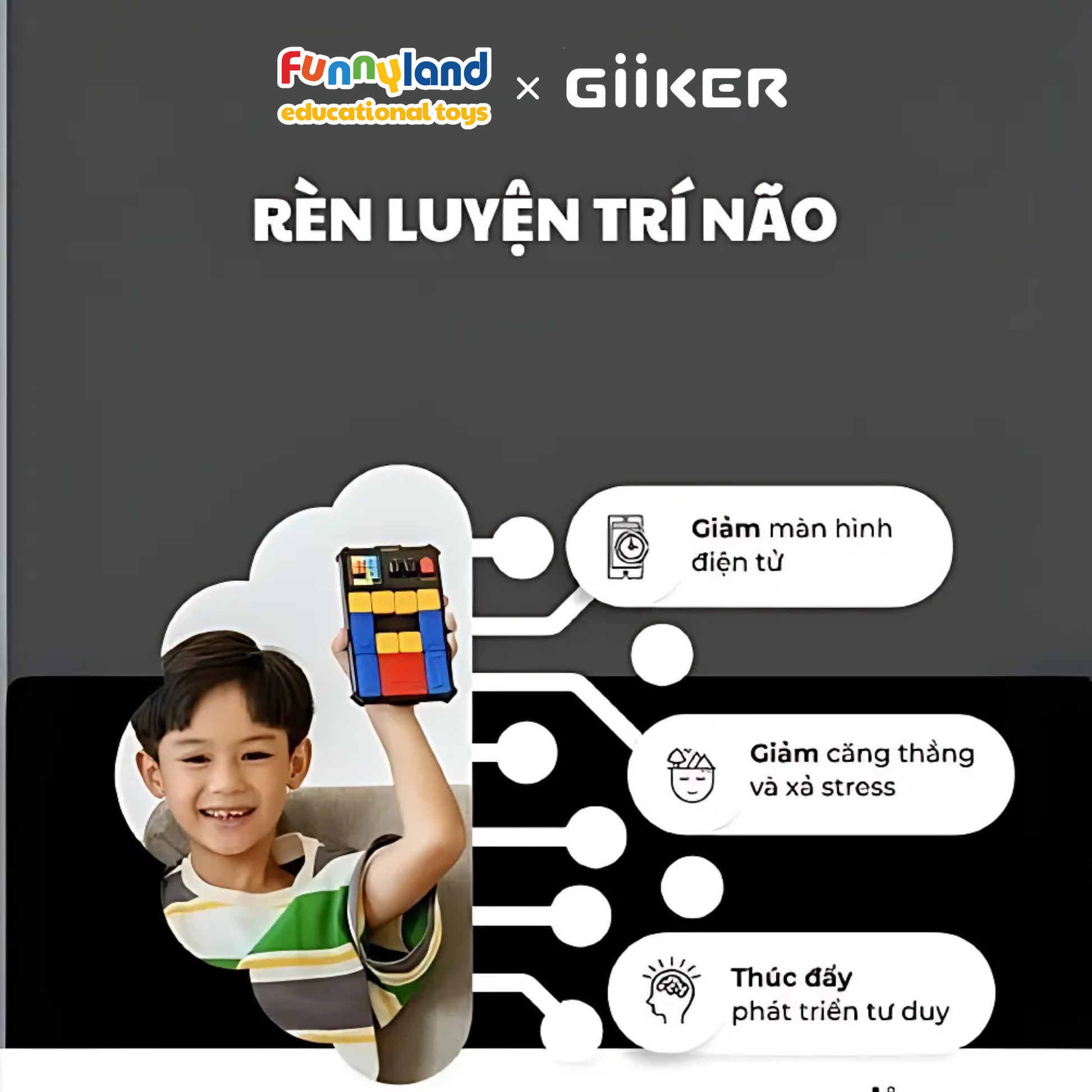 Đồ chơi xếp hình nam châm cảm ứng thông minh Giiker Super Slide Grey