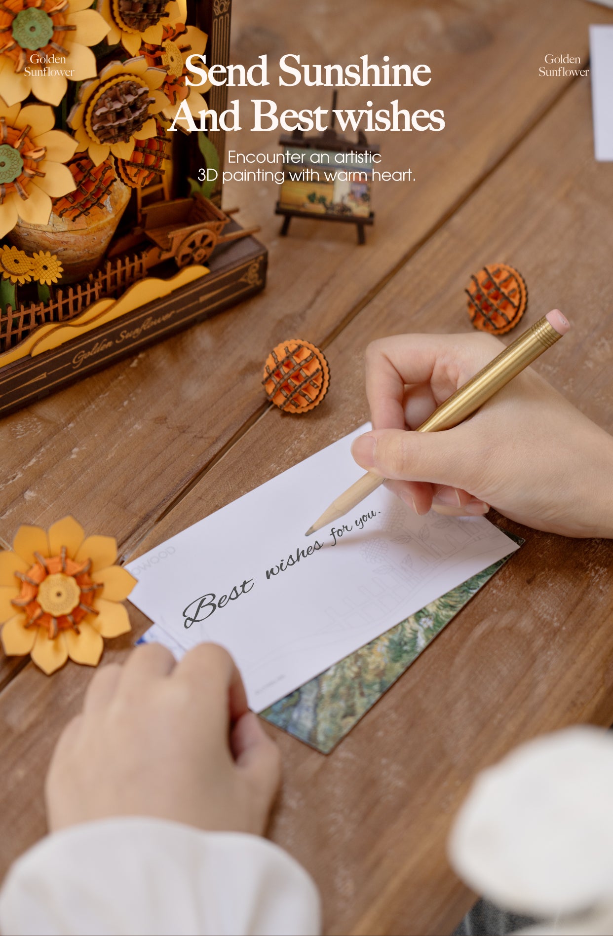 Rowood 3D Wooden Puzzle - Golden Sunflower TH002 - Mô hình lắp ráp gỗ 3D - Rolife