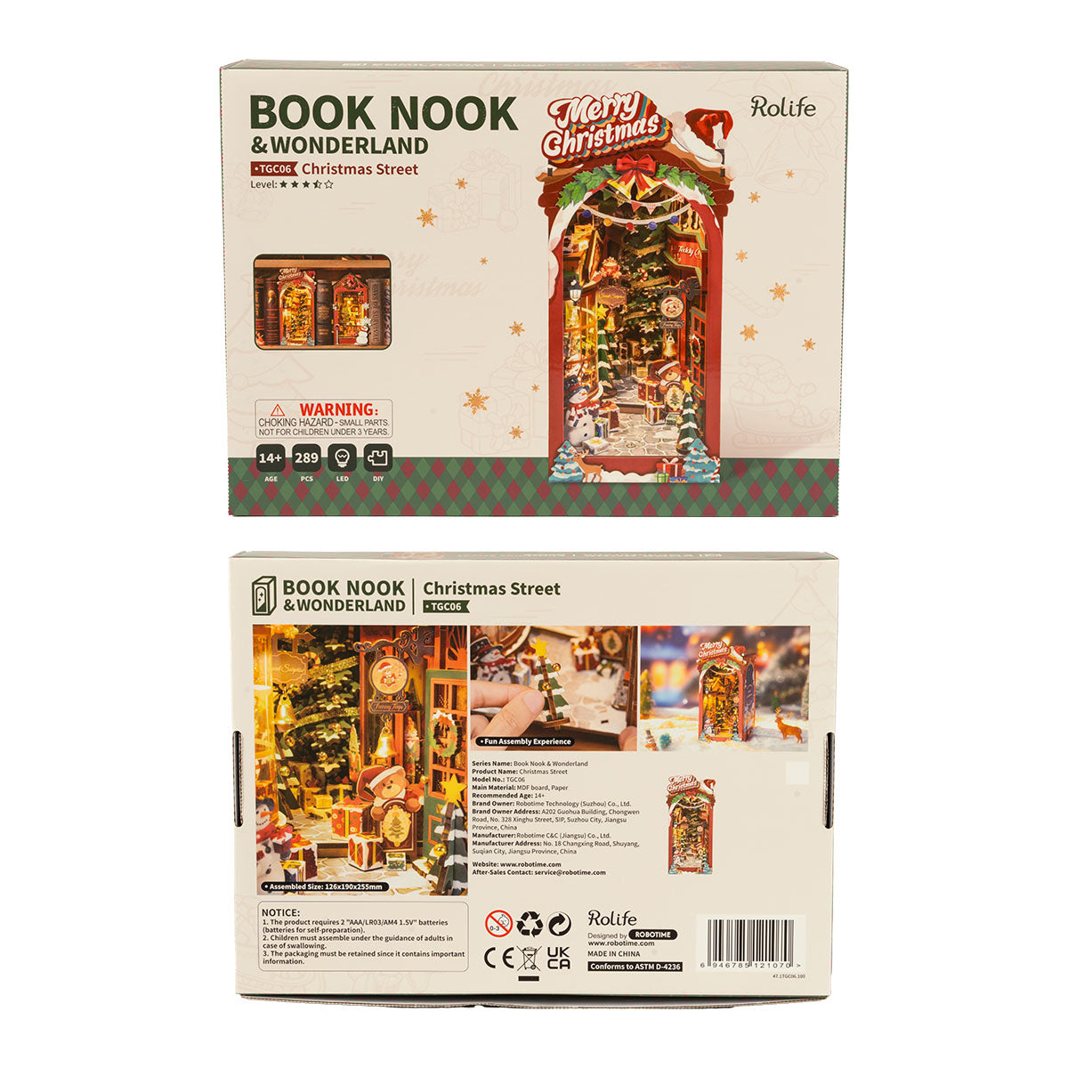 Rolife DIY Book Nook Insert - Christmas Street TGC06 - Mô hình lắp ráp kệ sách Giáng sinh - Rolife